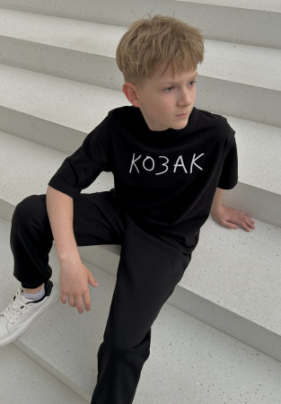 Children's black oversize "КОЗАК" T-shirt 